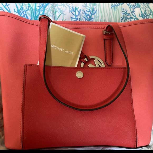 🍉🍉MIchael Kors 🍉🍉Colorblock Coral/Watermelon - Picture 12 of 15
